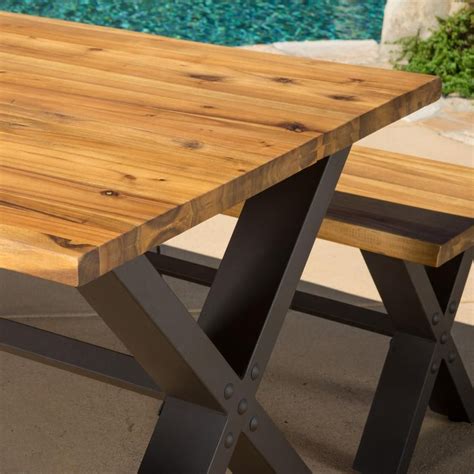 noble house teak finish rustic metal table|Outdoor Dining Tables .